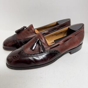 Stamati Mastroianni Wingtip Tassel Loafers 9.5 W Oxblood Burgundy Leather READ